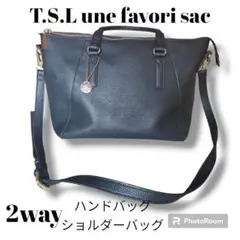 [2way]T.S.L ショルダーバッグ ハンドバッグ 黒 レザー