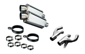 DELKEVIC スリップオンステンレスオーバルマフラー★YAMAHA VMAX1200 1984-2007 225mm KIT2570