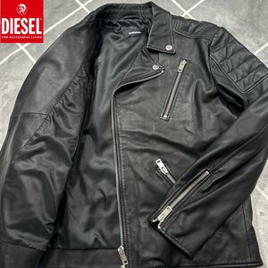 【未使用級XXL】極美品 DIESEL ディーゼル ライダース ダブル レザージャケット XXLsize 黒 羊革 ラムレザー【滑らかな手触り】最高傑作