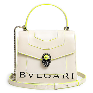 （未使用保管品）ブルガリ BVLGARI フラグメント セルペンティ フォーエバー ショルダー ハンドバッグ レザー ベージュ イエロー 289523