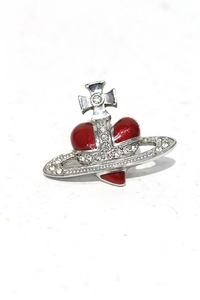 【USED】Vivienne Westwood / ACC tiny diamante heart stud pierce シルバーＸ赤 【中古】 I-24-05-22-035-ac-HD-ZI