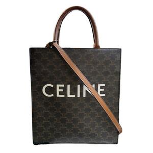 送料無料 中古AB セリーヌ CELINE バーティカルカバ スモール トリオンフ 2WAYバッグ トート ショルダーバッグ 内袋付 149657