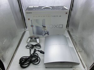 T【4ふ-18】【100サイズ】PS3 本体/コントローラー付/プレイステーション3/ゲーム機/通電可/ジャンク扱い※汚れ、ヤケ、外箱イタミあり