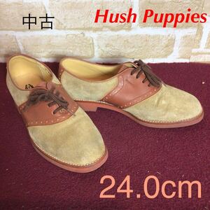 【売り切り!送料無料!】A-359 Hush Puppies!大塚製靴!カジュアルシューズ!24.0cm位!ライトブラウン!スエード！おしゃれ!中古!