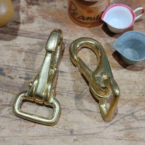 レザークラフト 真鍮金具 Brass　引掛金具　ナスカン　内径14mm　2個セット