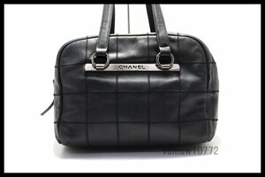 希少美中古■CHANEL 10番台 チョコバー SV金具 レザー ショルダーバッグ シャネル■0606dw2021524