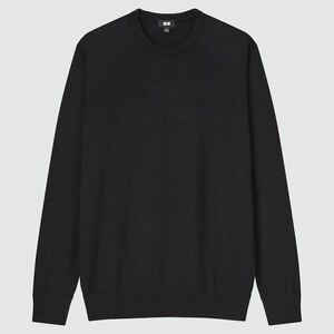 送料無料● ユニクロ　エクストラファインメリノクルーネックセーター（長袖）Sサイズ　ブラック