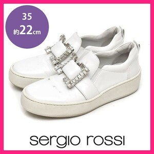 セルジオロッシ Sergio rossi バックロゴ ビジュバックル サイドゴア スニーカー スリッポン ホワイト 白 35(約22cm) sh24-1197