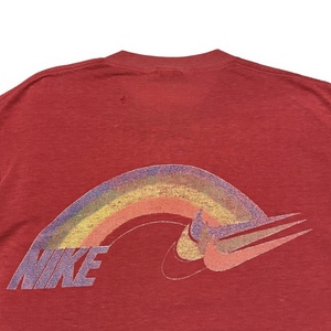 80s NIKE 4連レインボー Tシャツ 紺タグ L ナイキ スウォッシュ ヴィンテージ