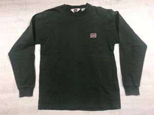 ベンデイビス BEN DAVIS ワーク アメカジ ストリート 古着 胸ポケット ポケT 長袖Tシャツ カットソー メンズ M 緑