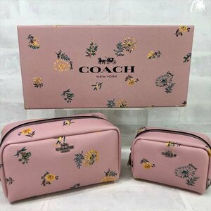 COACH コーチ 限定ギフトセットBOX コスメポーチ ミニポーチ 花柄 ピンク LU632023021003