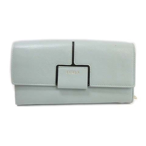 フルラ FURLA 長財布 フラップ ウォレット レザー 緑系 ■GY14 レディース