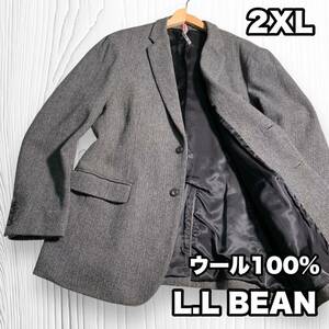 2XLサイズ L.L BEAN シグネチャー テーラードジャケット ビジネス ツイードジャケット ヘリンボーン ウールジャケット