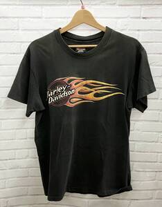 HARLEY DAVIDSON / ハーレーダビッドソン / 90s フレイムサークルロゴ / バックプリント / 古着 / 半袖Tシャツ / Mサイズ / ブラック