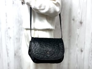 極美品 LOEWE ロエベ オーストリッチ アナグラム ヴィンテージ ショルダーバッグ バッグ ナッパレザー 黒 79273