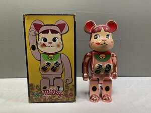 BE@RBRICK ベアブリック 招き猫 ペコちゃん 桃金メッキ MEDICOMTOY メディコムトイ 不二家 ピンクゴールド 400% 中古 TN 1