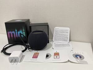 2411416 Apple HomePod mini スマートスピーカー MTJT3J/A ホームポッド スペースグレイ アップル 箱付き オーディオ機器 A2374