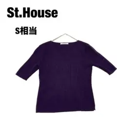 【St.House】半袖ニット　ニット　セーター　紫ニット　紫セーター