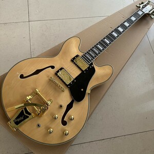 ノーブランド◎Gibson 風◎エレキギター セミアコースティック Vintage Natural ES-335