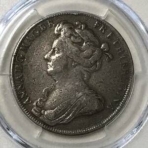 ★1702 イギリス 銀メダル アン女王戴冠 PCGS VF DETAIL MOUNT REMOVED