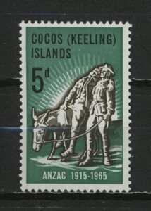 ∞ココス諸島　1965年　ANZAC記念　SC#7　未使用NH　1種完