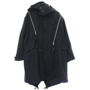 Yohji Yamamoto FEMME ヨウジヤマモト ファム 21AW ジッパーデザイン ウールフーデッドコート FX-C81-116 ブラック 1 IT3F7UO3NM9K