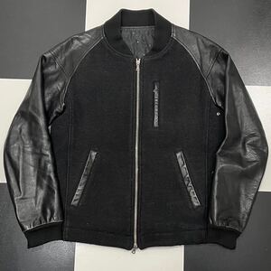 【712】 SOPH 子牛 レザー カシミヤ カシミア スタジャン ジャケット S ブラック 黒 black ウール ソフ leather wool jacket 革