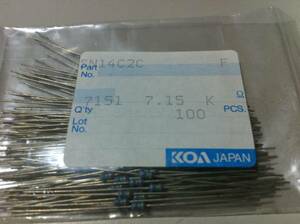 KOA SN14C2C 1/4w　7.15KΩ F ±1％ 100本1袋 (1)