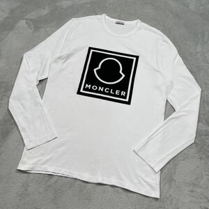 1円　極美品 MONCLER モンクレール　長袖Tシャツ　長袖　Tシャツ　ロンT Lサイズ ホワイト　ビッグロゴ フロッキープリント 9521