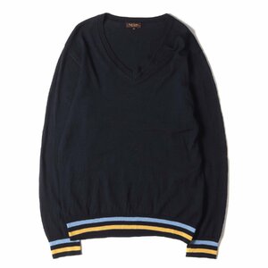 Paul Smith ポールスミス ニット サイズ:M リブライン Vネック ハイゲージ ウール ニット セーター 224286 K1196 プルオーバー ネイビー