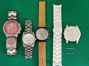 EMPORIO ARMANI,Swatch などクォーツクロノグラフメンズ腕時計4点まとめジャンク品管理番号12-A50