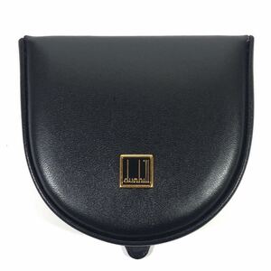 美品【ダンヒル】本物 dunhill コインケース 馬蹄型 ロゴ金具 黒色系 小銭入れ 財布 本革 レザー 男性用 メンズ スペイン製 送料370円