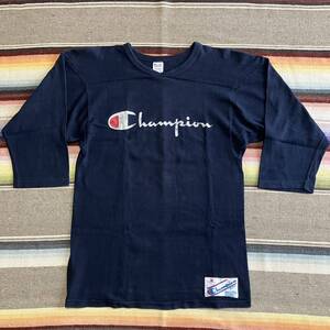 ◎送料無料◎vintage 80s Champion☆チャンピオン フットボールTシャツ☆トリコタグ ブランドロゴ プリント 100% cotton 70s 90s