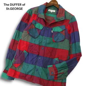 The DUFFER of St.GEORGE ダファー オブ セントジョージ 秋冬★ 長袖 ボーダー スタンドカラー ネル シャツ Sz.S　メンズ　A4T12350_B#B