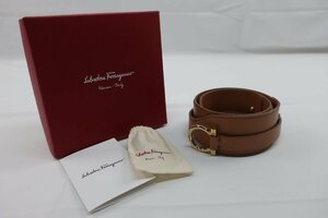 ★【B送900円】　144　Salvatore Ferragamo　サルヴァトーレフェラガモ　ガンチーニ　ベルト　SP-23 B252　75㎝　レザー　ベージュ　箱付き