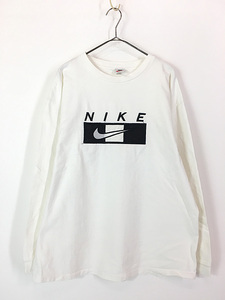 古着 90s USA製 NIKE ナイロン パッチ 刺しゅう 長袖 Tシャツ ロンT L 古着