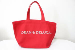 E536 DEAN&DELUCA ディーン＆デルーカ ディーンアンドデルーカ ロゴ トートバッグ ハンドバッグ 赤 レッド シルバー 人気