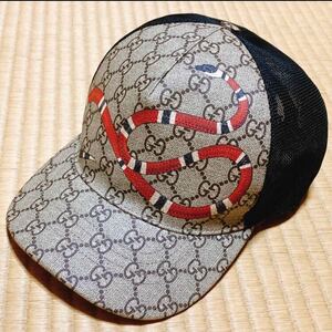 美品 グッチ キングスネークGGスプリームベースボールキャップ サイズXL(60) GUCCI KING SNAKE BASEBALL CAP 野球帽子 蛇柄 ベージュ beige