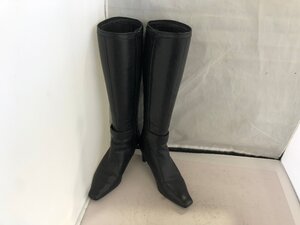 【Pitti】ピッティ　レディスロングブーツ　ブラック　レザー　24cmEE　ヒール5.5cm　SY02-GYO