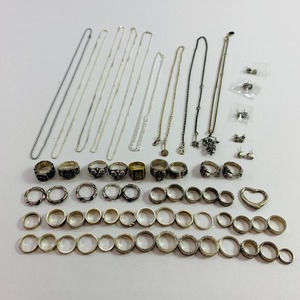 04wy0410▽【1円～】925 シルバー ６２点セット 大量 ネックレス リング ピアス メンズ アクセサリー silver 500ｇ以上 まとめ 中古品