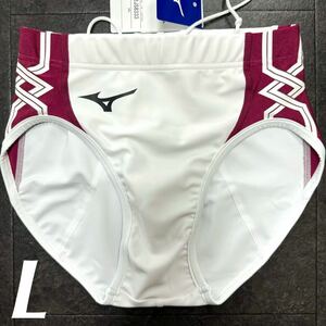 ミズノ　女子陸上レーシングショーツ　Lサイズ　ホワイト×エンジ　新品