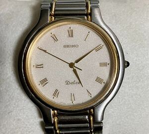 ★稼動品★SEIKO セイコー/DOLCE ドルチェ★7741-6050★アイボリー文字盤★純正ベルト★クオーツ★メンズ腕時計★