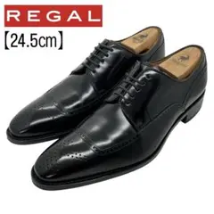 極美品 REGAL 24.5 319R レザー メダリオン ビジネスシューズ 黒