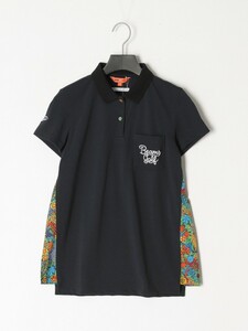 新品 S 黒 ビームス ゴルフ BEAMS GOLF リバティ 花柄 プリント柄 ポロシャツ 日本製 ORANGE LABEL 脇 Liberty 切替 半袖 ポロ シャツ 69