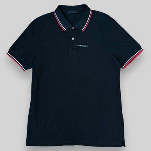 PRADA プラダ 胸ロゴ パッチ マルチカラー ポロシャツ XL 黒 白 赤