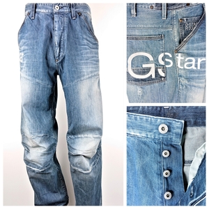  3545B ジースターロゥ G-STAR RAW デニム パンツ ジーンズ サイズ33 バイカー エルウッドルーズプリソナー peaceML