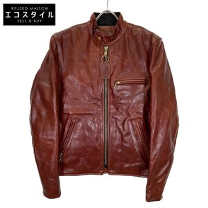 VANSON バンソン 19599 オクタ B OCTAGON シングルライダースジャケット ブラウン 34 ジャケット レザー メンズ 中古