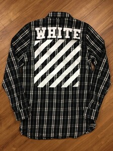 美品 国内正規品 off-white オフホワイト チェックシャツ ロング サイズS