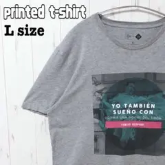 グラフィックTシャツ L グレー メンズ ビッグシルエット 半袖 輸入 古着