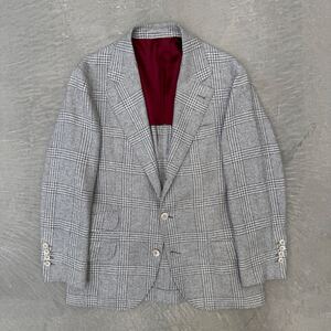 ブルネロクチネリ ウール シルク カシミヤ チェック ジャケット グレー 44 Brunello Cucinelli テーラードジャケット ブレザー